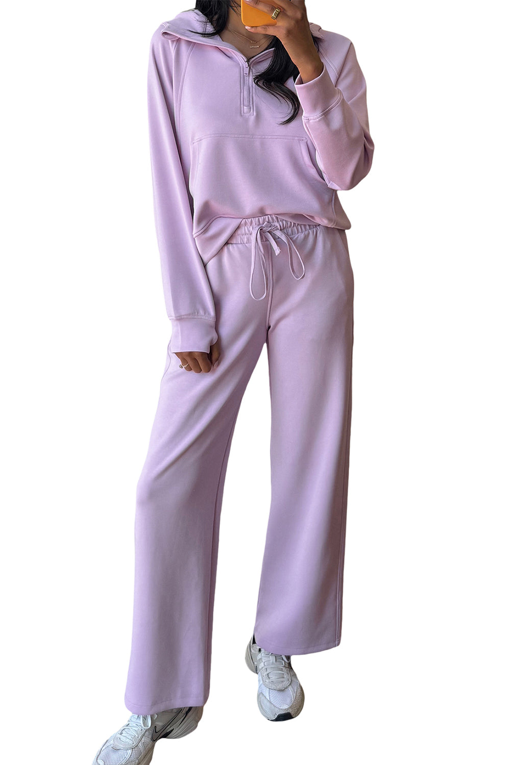 Beau Blue Half Zip Thumbhole Sleeve Hoodie Active Pants 2pcs Outfit