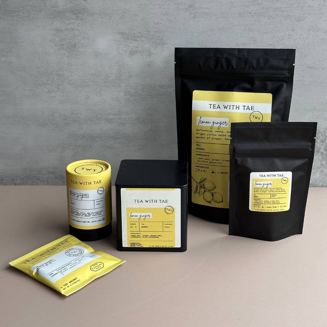 Lemon Ginger Herbal Tea - Individually Wrapped Tea Bag