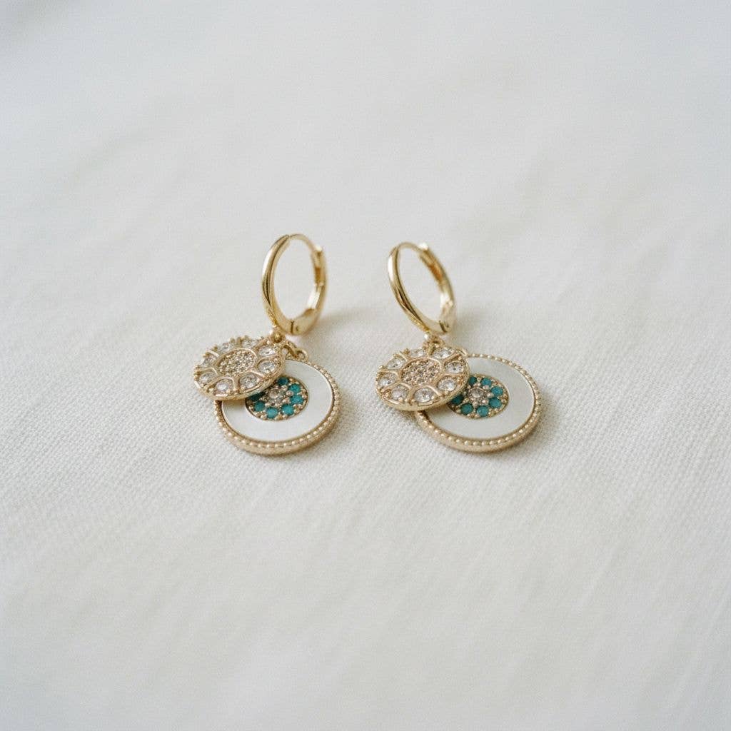 Artful Geometric Shell Drop Earrings