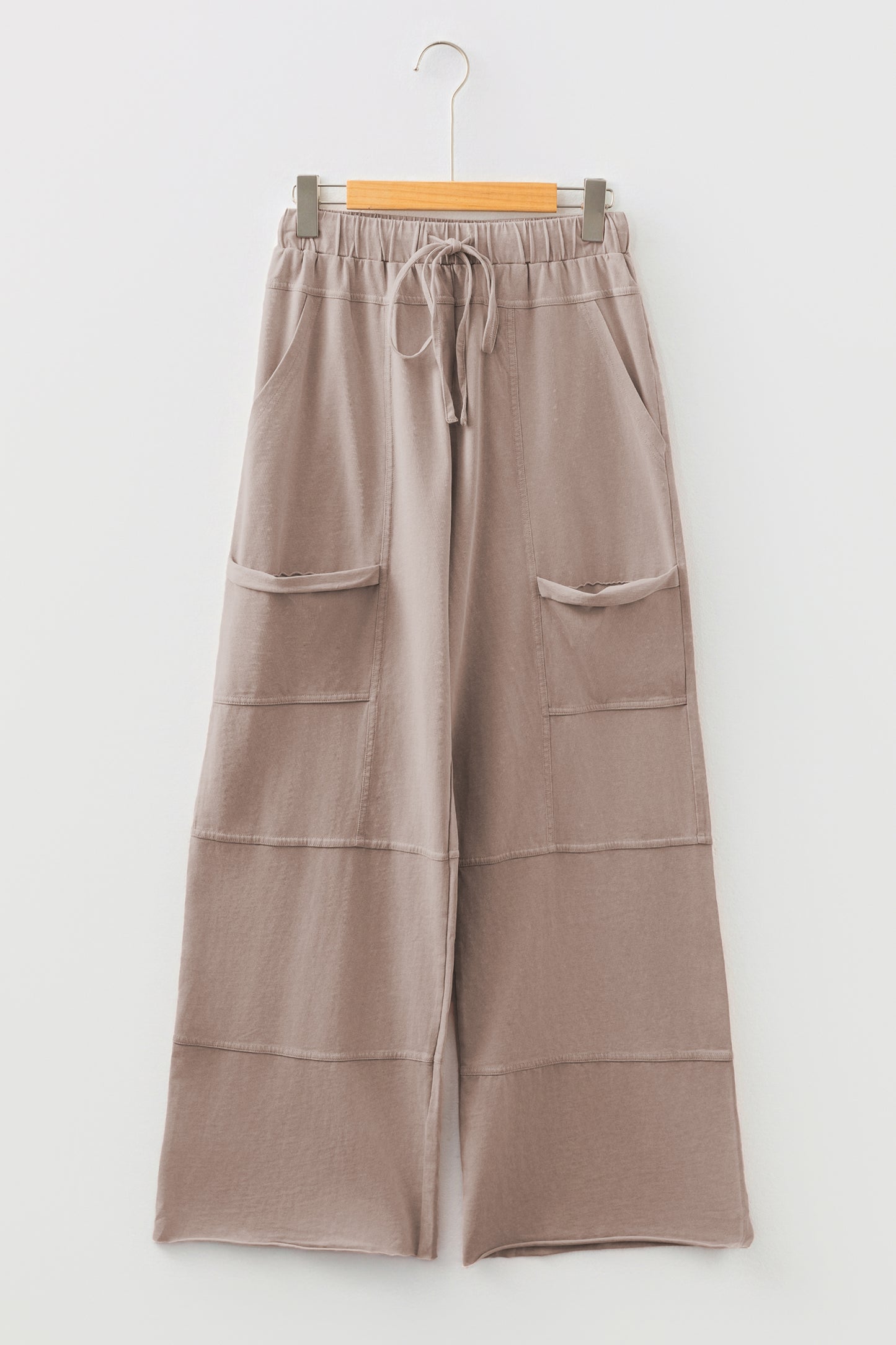 Black Mineral Wash Exposed Seam Wide Leg Cargo Pants