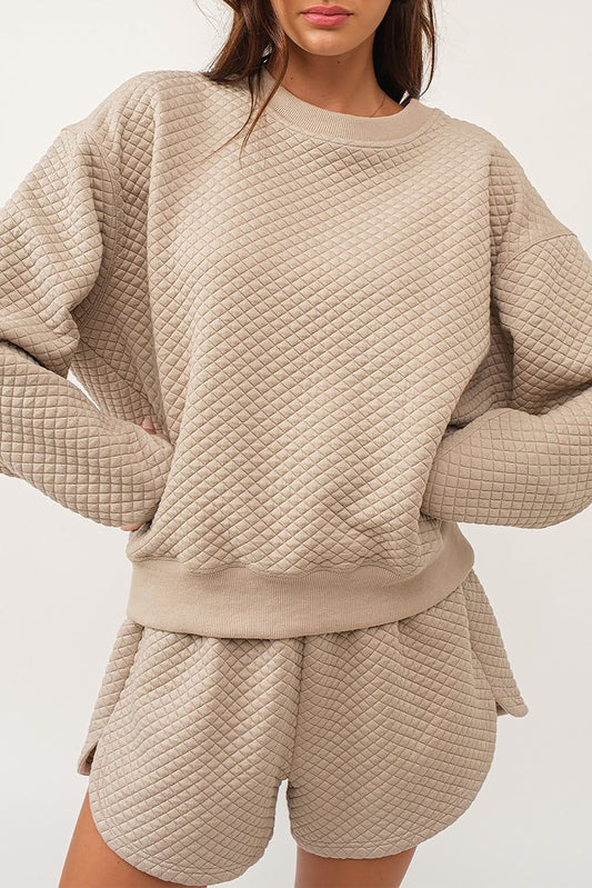 Quilted Long Sleeve Top and Shorts Set