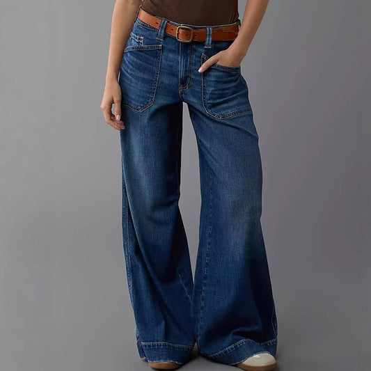 Stretchy casual wide-leg jeans